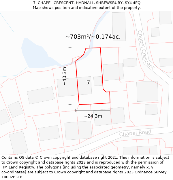 7, CHAPEL CRESCENT, HADNALL, SHREWSBURY, SY4 4EQ: Plot and title map