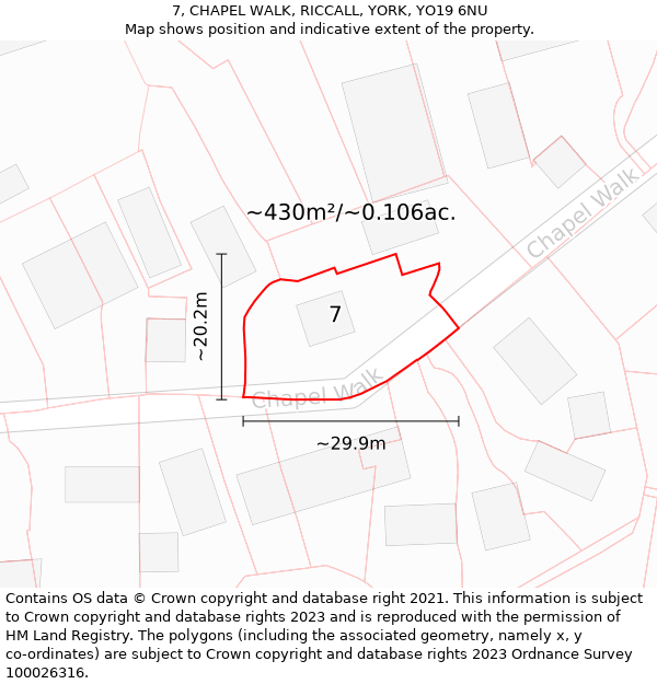 7, CHAPEL WALK, RICCALL, YORK, YO19 6NU: Plot and title map