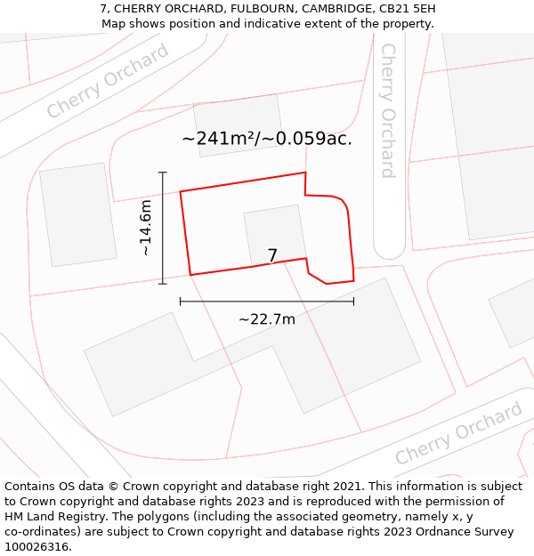 7, CHERRY ORCHARD, FULBOURN, CAMBRIDGE, CB21 5EH: Plot and title map