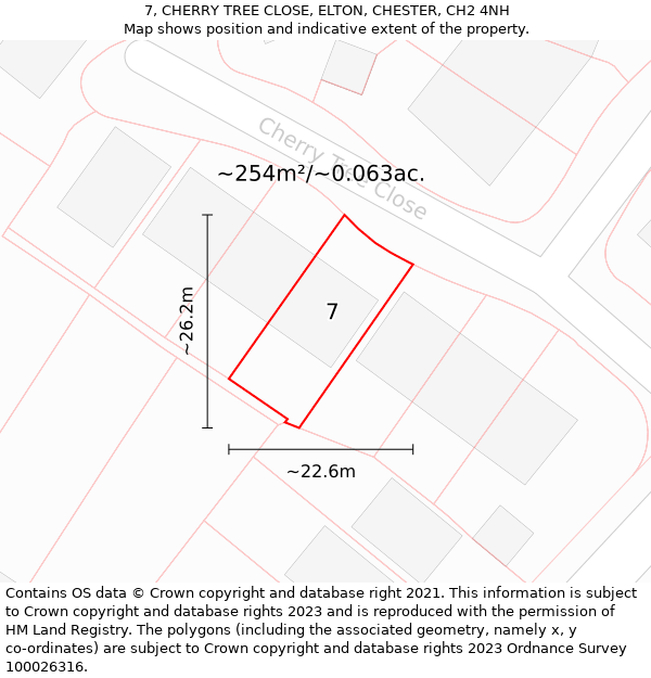 7, CHERRY TREE CLOSE, ELTON, CHESTER, CH2 4NH: Plot and title map