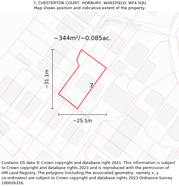 7, CHESTERTON COURT, HORBURY, WAKEFIELD, WF4 5QU: Plot and title map