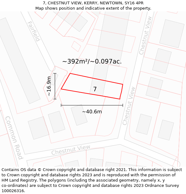 7, CHESTNUT VIEW, KERRY, NEWTOWN, SY16 4PR: Plot and title map