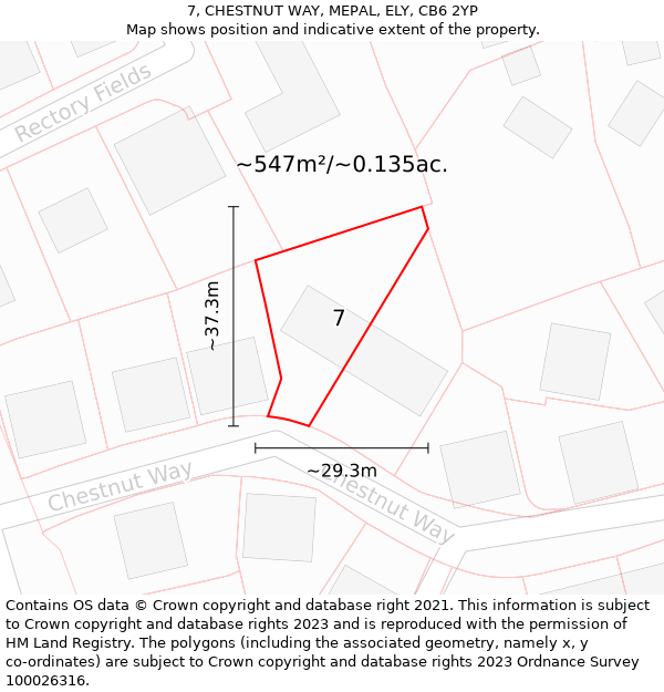 7, CHESTNUT WAY, MEPAL, ELY, CB6 2YP: Plot and title map