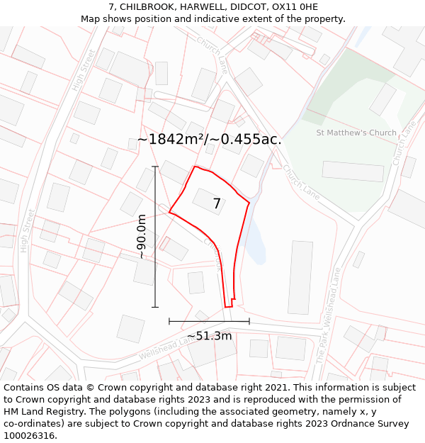 7, CHILBROOK, HARWELL, DIDCOT, OX11 0HE: Plot and title map