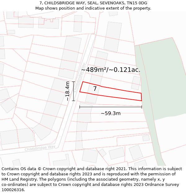 7, CHILDSBRIDGE WAY, SEAL, SEVENOAKS, TN15 0DG: Plot and title map