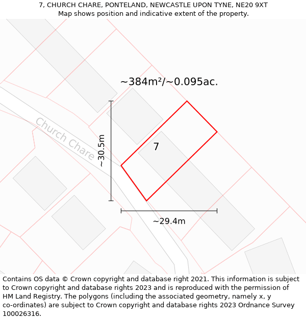 7, CHURCH CHARE, PONTELAND, NEWCASTLE UPON TYNE, NE20 9XT: Plot and title map