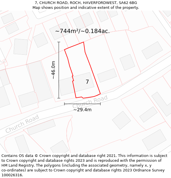 7, CHURCH ROAD, ROCH, HAVERFORDWEST, SA62 6BG: Plot and title map