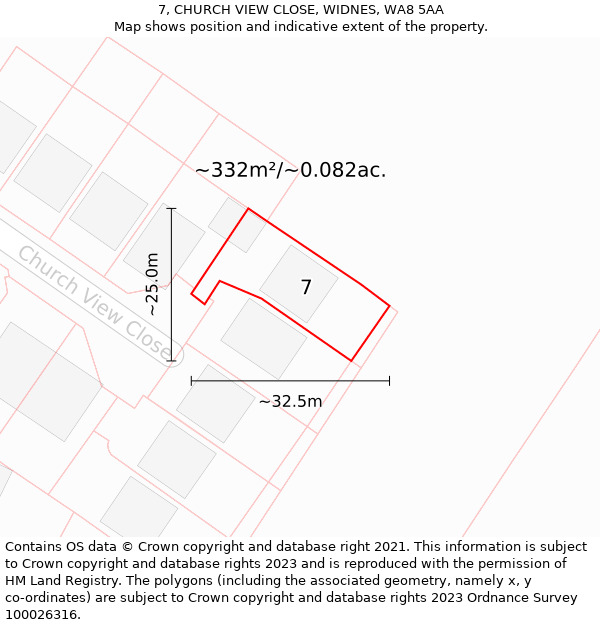 7, CHURCH VIEW CLOSE, WIDNES, WA8 5AA: Plot and title map