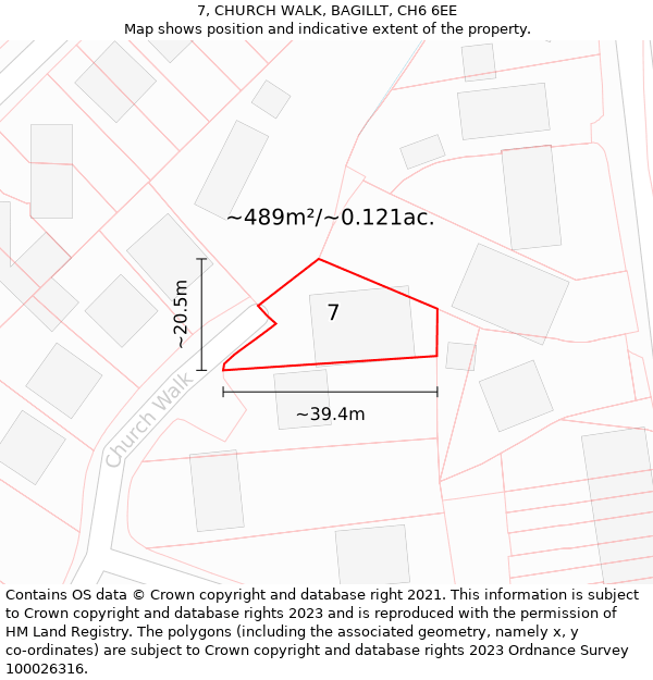 7, CHURCH WALK, BAGILLT, CH6 6EE: Plot and title map