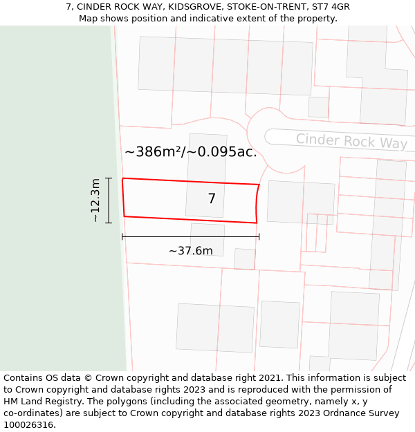 7, CINDER ROCK WAY, KIDSGROVE, STOKE-ON-TRENT, ST7 4GR: Plot and title map