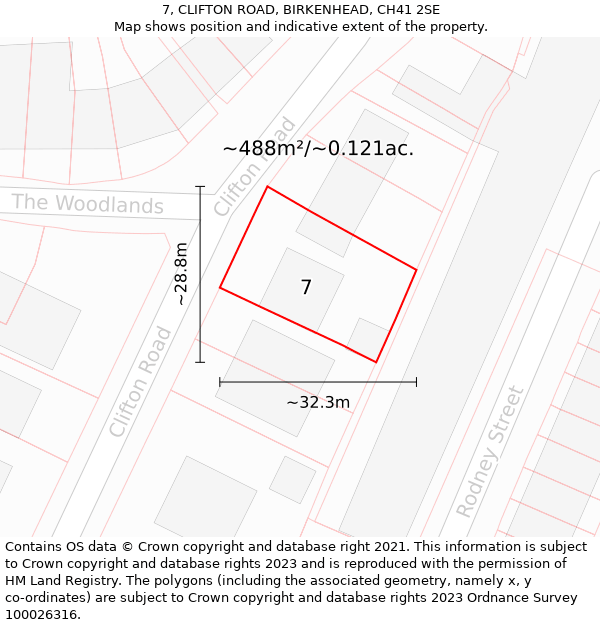 7, CLIFTON ROAD, BIRKENHEAD, CH41 2SE: Plot and title map