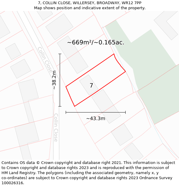 7, COLLIN CLOSE, WILLERSEY, BROADWAY, WR12 7PP: Plot and title map