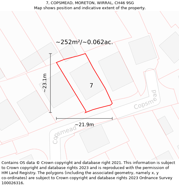 7, COPSMEAD, MORETON, WIRRAL, CH46 9SG: Plot and title map