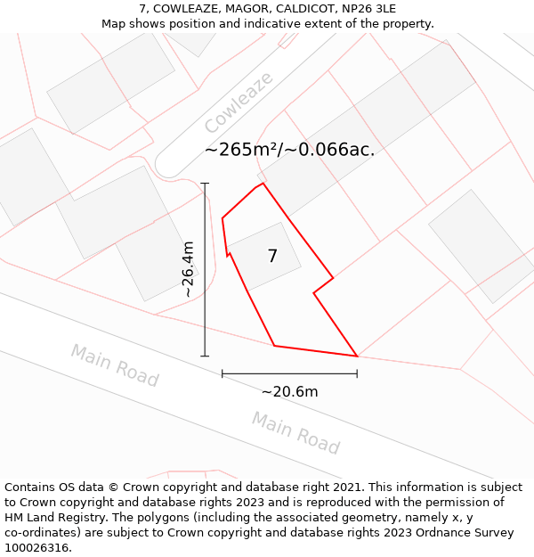 7, COWLEAZE, MAGOR, CALDICOT, NP26 3LE: Plot and title map