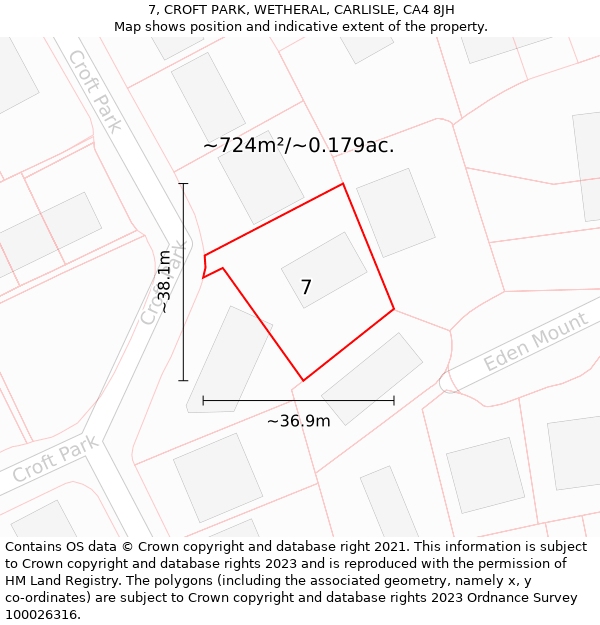 7, CROFT PARK, WETHERAL, CARLISLE, CA4 8JH: Plot and title map