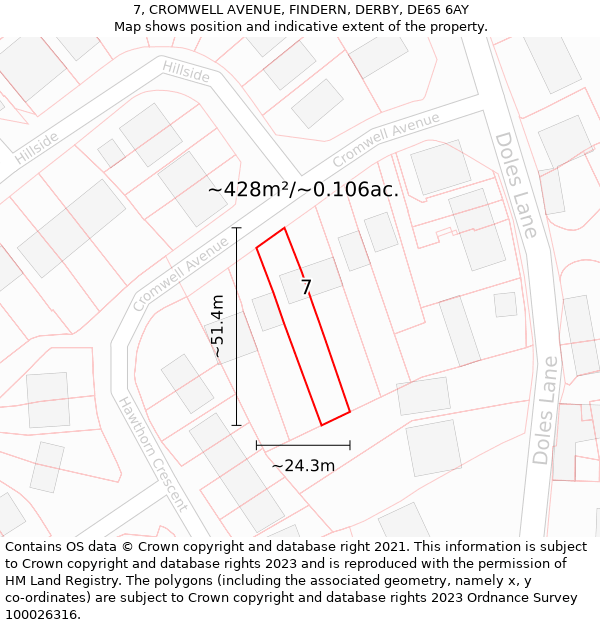 7, CROMWELL AVENUE, FINDERN, DERBY, DE65 6AY: Plot and title map