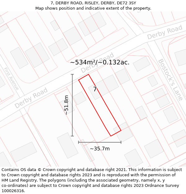 7, DERBY ROAD, RISLEY, DERBY, DE72 3SY: Plot and title map