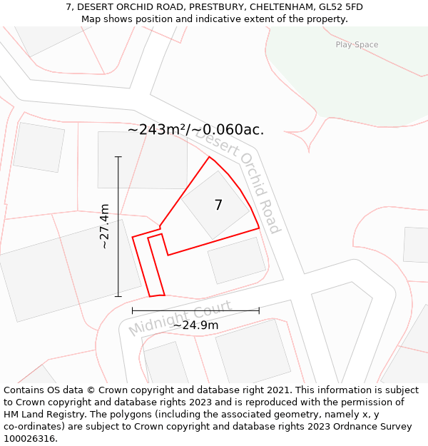 7, DESERT ORCHID ROAD, PRESTBURY, CHELTENHAM, GL52 5FD: Plot and title map