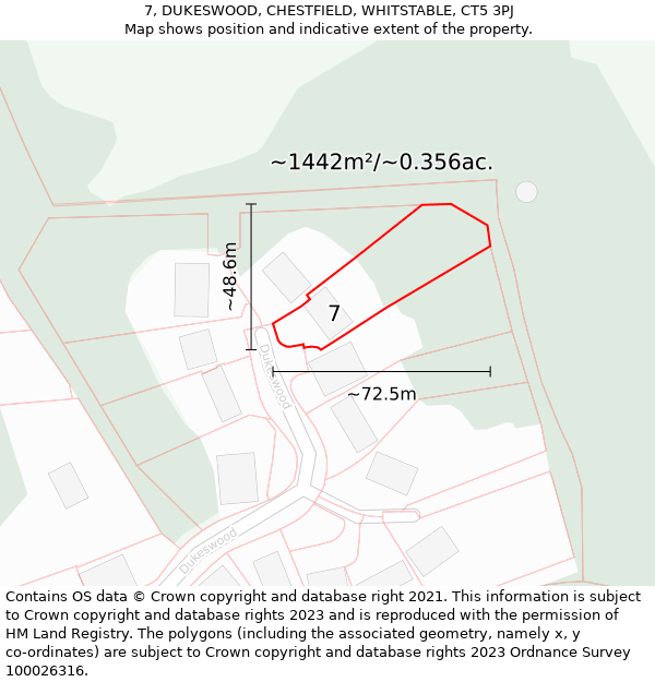 7, DUKESWOOD, CHESTFIELD, WHITSTABLE, CT5 3PJ: Plot and title map