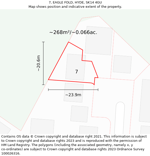 7, EAGLE FOLD, HYDE, SK14 4GU: Plot and title map