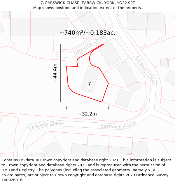 7, EARSWICK CHASE, EARSWICK, YORK, YO32 9FZ: Plot and title map