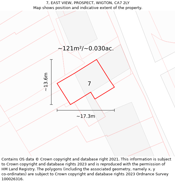 7, EAST VIEW, PROSPECT, WIGTON, CA7 2LY: Plot and title map