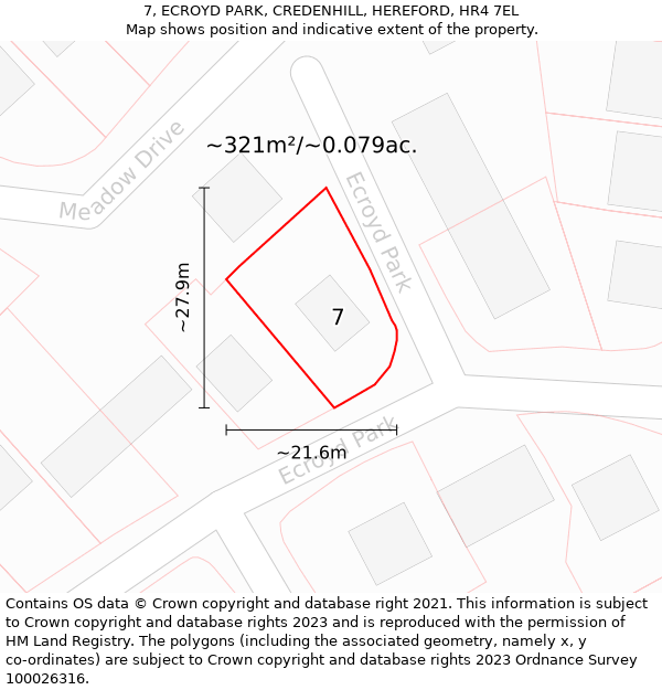 7, ECROYD PARK, CREDENHILL, HEREFORD, HR4 7EL: Plot and title map