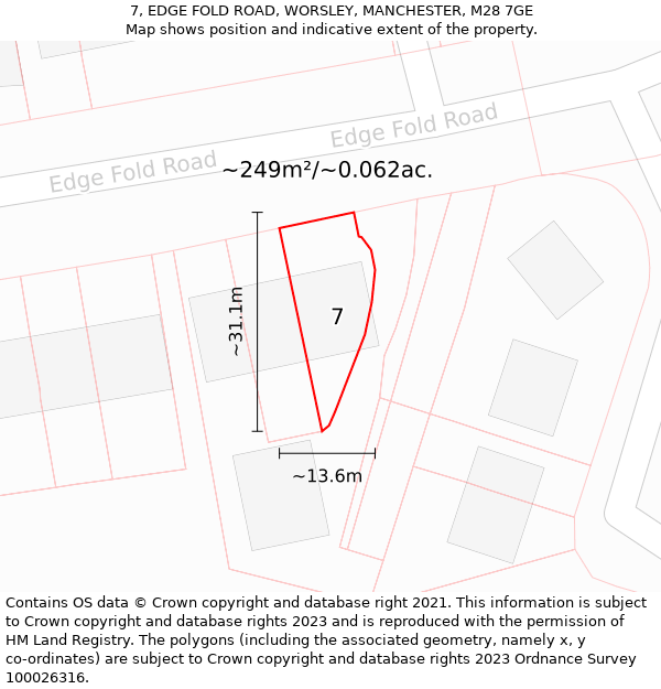 7, EDGE FOLD ROAD, WORSLEY, MANCHESTER, M28 7GE: Plot and title map