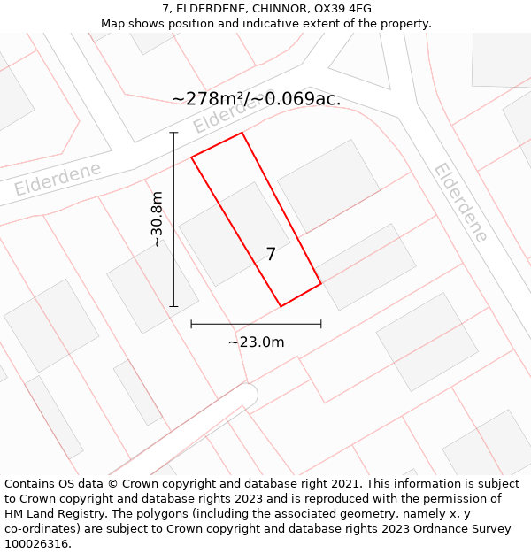 7, ELDERDENE, CHINNOR, OX39 4EG: Plot and title map