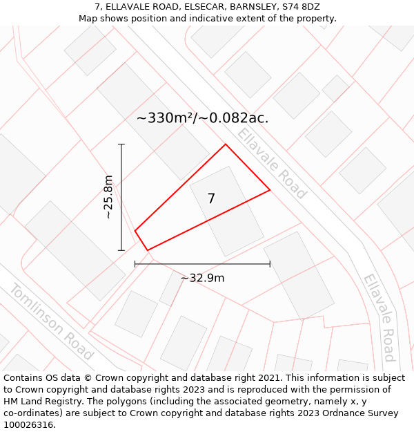 7, ELLAVALE ROAD, ELSECAR, BARNSLEY, S74 8DZ: Plot and title map