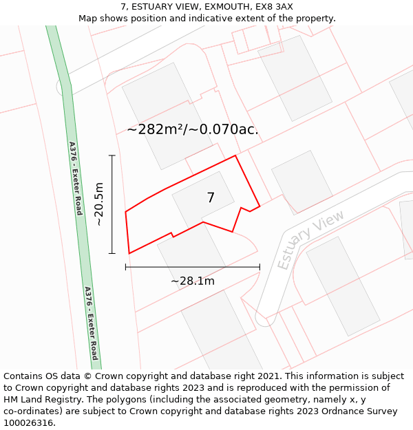 7, ESTUARY VIEW, EXMOUTH, EX8 3AX: Plot and title map