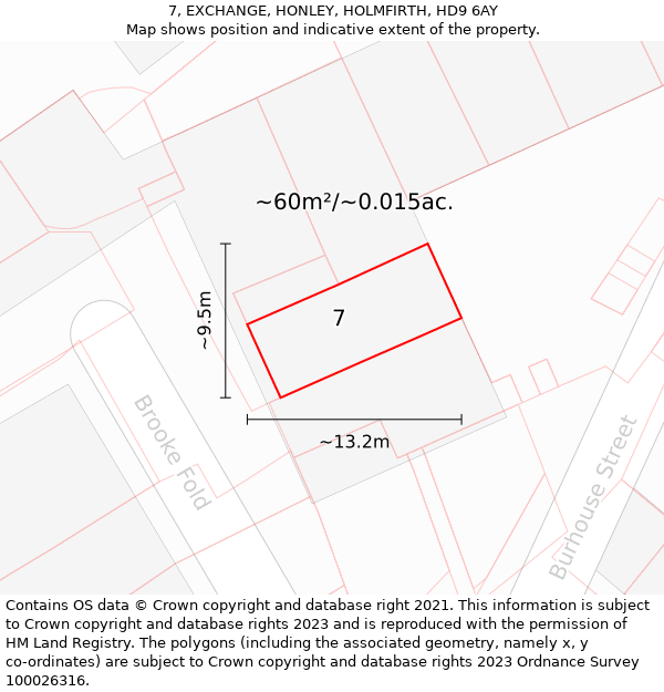 7, EXCHANGE, HONLEY, HOLMFIRTH, HD9 6AY: Plot and title map