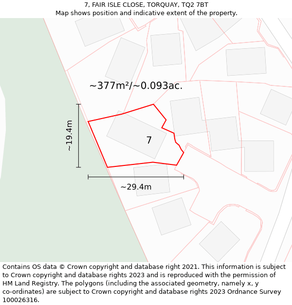 7, FAIR ISLE CLOSE, TORQUAY, TQ2 7BT: Plot and title map