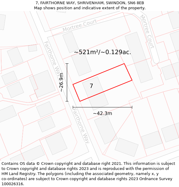 7, FAIRTHORNE WAY, SHRIVENHAM, SWINDON, SN6 8EB: Plot and title map