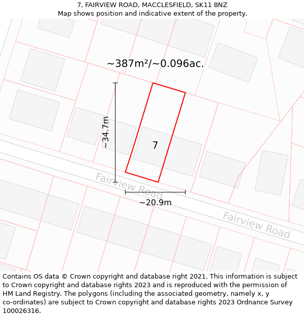 7, FAIRVIEW ROAD, MACCLESFIELD, SK11 8NZ: Plot and title map