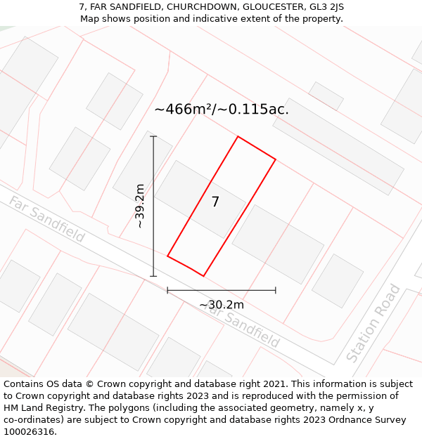 7, FAR SANDFIELD, CHURCHDOWN, GLOUCESTER, GL3 2JS: Plot and title map