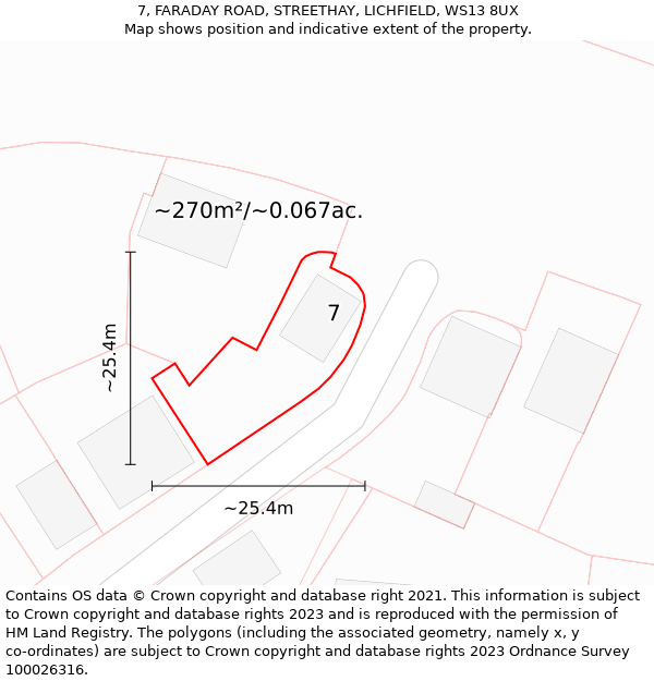 7, FARADAY ROAD, STREETHAY, LICHFIELD, WS13 8UX: Plot and title map