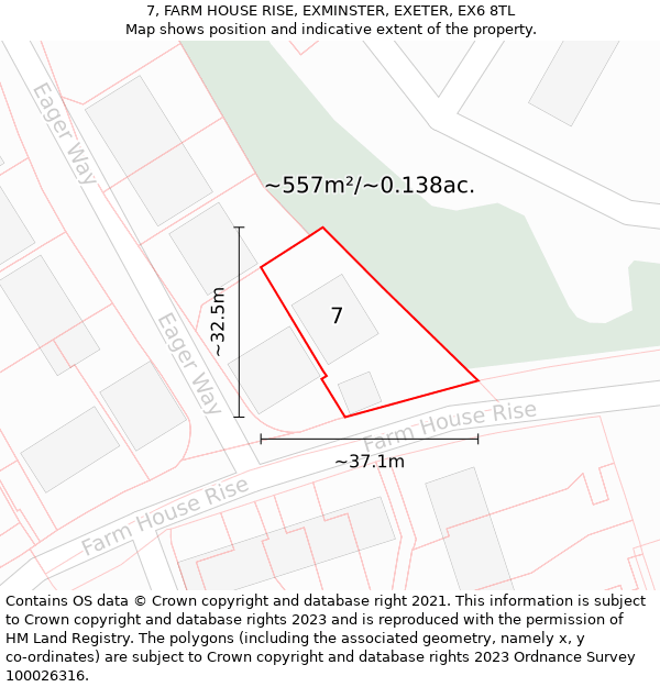 7, FARM HOUSE RISE, EXMINSTER, EXETER, EX6 8TL: Plot and title map