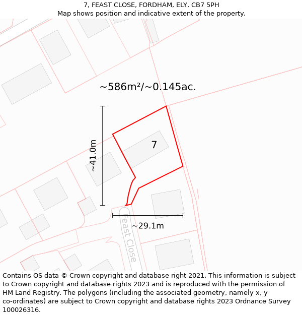 7, FEAST CLOSE, FORDHAM, ELY, CB7 5PH: Plot and title map