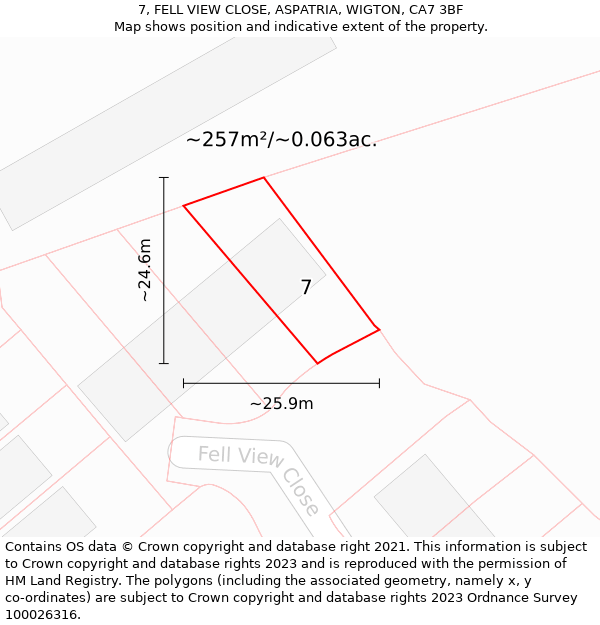 7, FELL VIEW CLOSE, ASPATRIA, WIGTON, CA7 3BF: Plot and title map