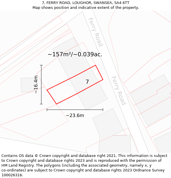 7, FERRY ROAD, LOUGHOR, SWANSEA, SA4 6TT: Plot and title map