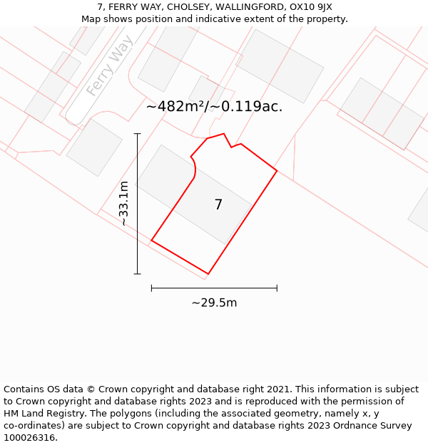 7, FERRY WAY, CHOLSEY, WALLINGFORD, OX10 9JX: Plot and title map