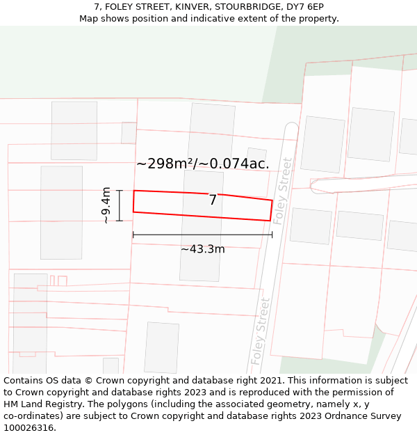 7, FOLEY STREET, KINVER, STOURBRIDGE, DY7 6EP: Plot and title map