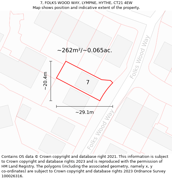 7, FOLKS WOOD WAY, LYMPNE, HYTHE, CT21 4EW: Plot and title map