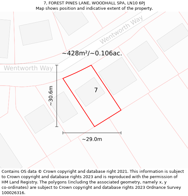 7, FOREST PINES LANE, WOODHALL SPA, LN10 6PJ: Plot and title map