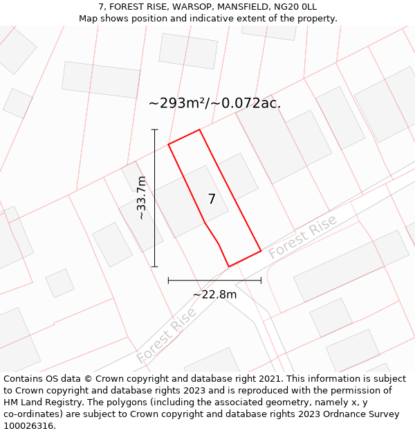 7, FOREST RISE, WARSOP, MANSFIELD, NG20 0LL: Plot and title map