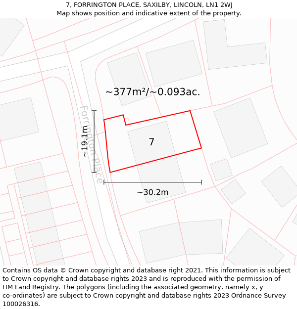 7, FORRINGTON PLACE, SAXILBY, LINCOLN, LN1 2WJ: Plot and title map