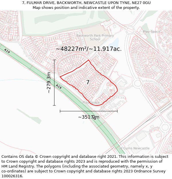 7, FULMAR DRIVE, BACKWORTH, NEWCASTLE UPON TYNE, NE27 0GU: Plot and title map