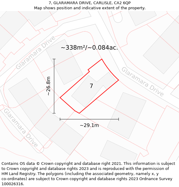 7, GLARAMARA DRIVE, CARLISLE, CA2 6QP: Plot and title map