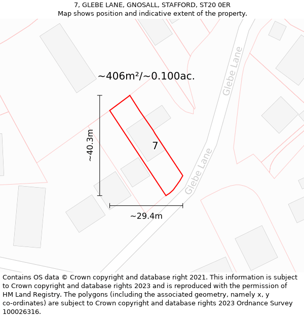 7, GLEBE LANE, GNOSALL, STAFFORD, ST20 0ER: Plot and title map